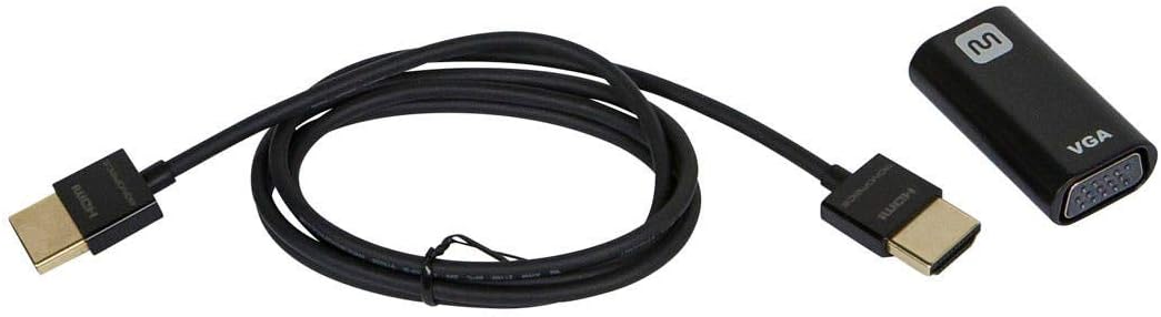 Monoprice HDMI to VGA Kit - with Ultra-Slim HDMI cable, 0.9in x 0.5in x 1.7in (23 x 12 x 42 mm), Laptop, Desktop, PC, Mac