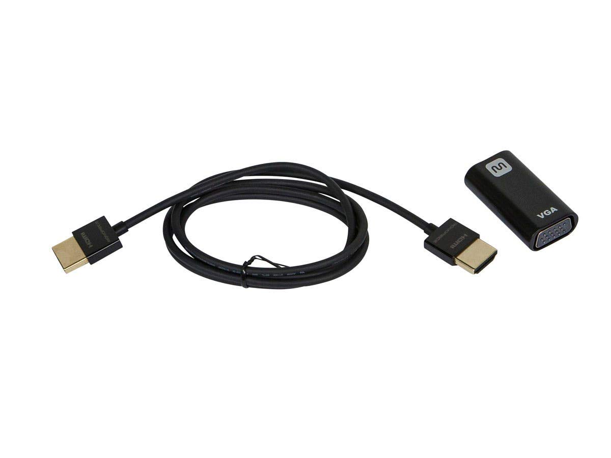 Monoprice HDMI to VGA Kit - with Ultra-Slim HDMI cable, 0.9in x 0.5in x 1.7in (23 x 12 x 42 mm), Laptop, Desktop, PC, Mac