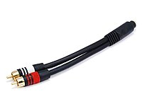 Monoprice 6in & 6ft Premium 3.5mm Stereo Female/Male to 2RCA Male 22AWG Cable (Gold Plated) - Black Cable + Cable, 6ft