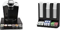 Mind Reader Coffee Pod Organizer and Condiment Station, Countertop Storage for 36 Pods, Cups, Coffee Accessories Square 36 Capacity + Organizer, 6 Compartment