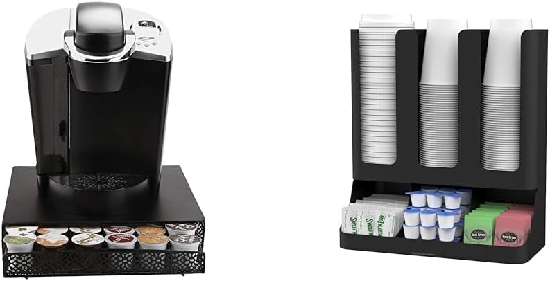 Mind Reader Coffee Pod Organizer and Condiment Station, Countertop Storage for 36 Pods, Cups