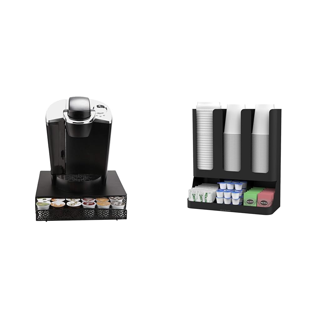 Mind Reader Coffee Pod Organizer and Condiment Station, Countertop Storage for 36 Pods, Cups