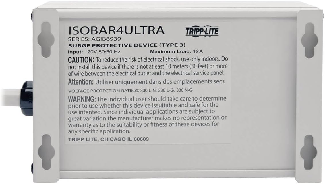 TRIPP LITE Isobar Series Surge Protector Power Strip, Metal, 3330 Joules, 6 ft Cord