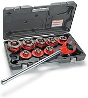 RIDGID, 36505, Exposed Ratchet Threader Set, 1/8 to 2 in,Silver/Red,Small