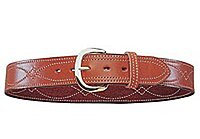 BIANCHI B9 Fancy Stitched Reversible Leather Belt, 1.75 in, Tan, Brass Buckle