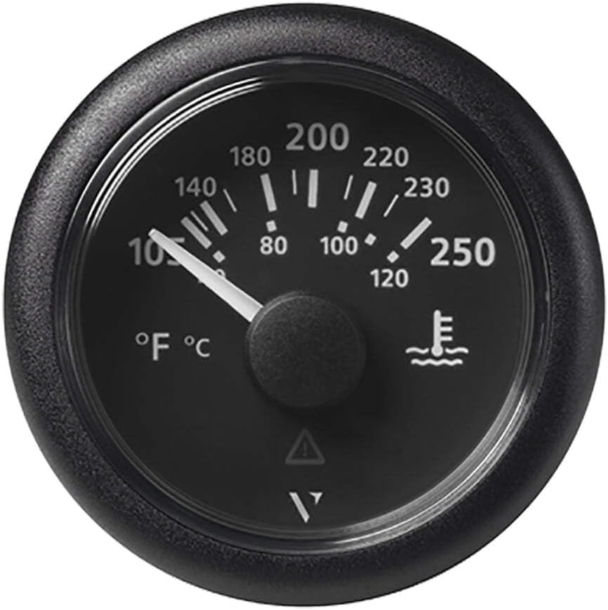 Veratron 52MM (2-1/16") ViewLine Water Temperature Gauge - 100-250°F - Black Dial & Bezel
