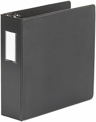 Universal Deluxe Non-View D-Ring Binder with Label Holder, 3 Rings, 3" Capacity, 11 X 8.5, Black