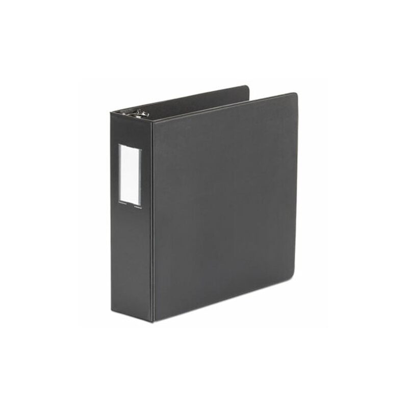 Universal Deluxe Non-View D-Ring Binder with Label Holder, 3 Rings, 3" Capacity, 11 X 8.5, Black