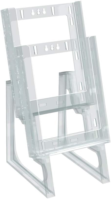 Azar Displays 3-Tier 15-Pocket Acrylic Trifold Brochure Counter Display, 9inH x 31-1/2inW x 5-1/4inD, Clear