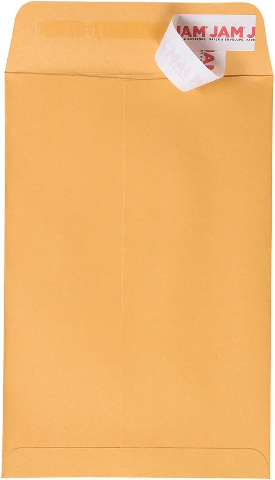 JAM PAPER Open End Catalog Envelopes with Peel & Seal - Brown Kraft Manila