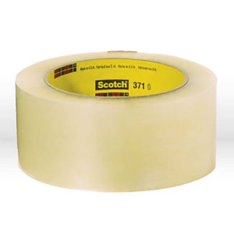 3M Scotch 375 Synthetic Rubber Hot Melt Box Sealing Adhesive Tape, 0.07mm Thick, 50m Length x 48mm Width, Clear