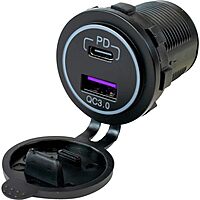 Generic Sea-Dog USB 3.0 & USB-C Power Socket w/Out Light, Black