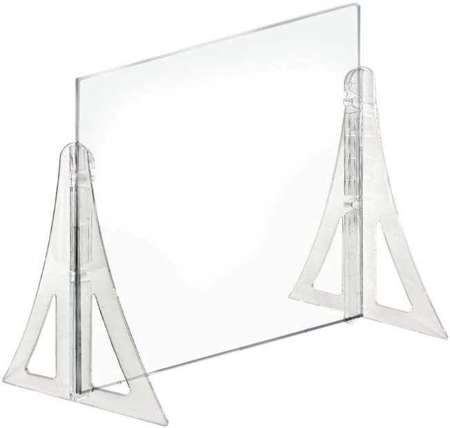 Azar Displays Protective Sneeze Guard for Counter and Desk - Acrylic Plexiglass Barrier (Pack of 2)