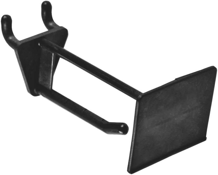 AZAR DISPLAYS Glass-Filled Nylon Pegboard Scan Hooks with Locking Lexan Label Plate, 50-Pack
