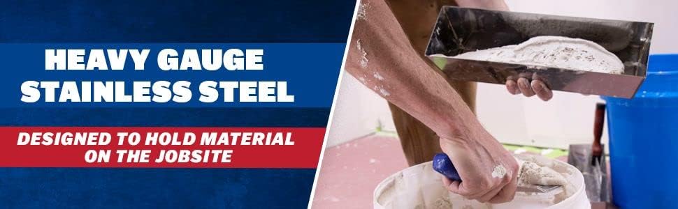 MARSHALLTOWN Heli-Arc Mud Pans, 12 Inch, Heavy Gauge Stainless Steel, Heli-Arc Welded Corners, Sheared Sides to Clean Knives