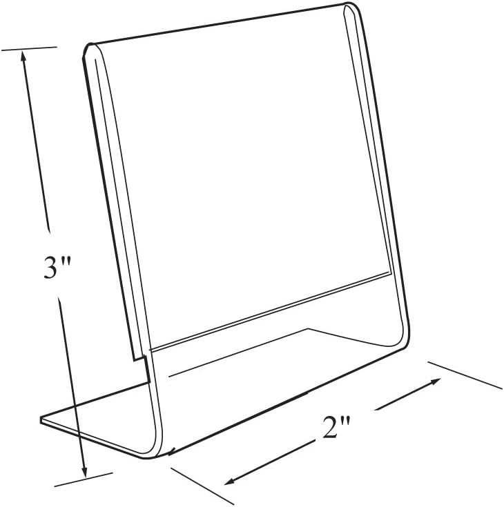 Azar Displays Acrylic L-Shaped Sign Holders, Clear - Pack of 10