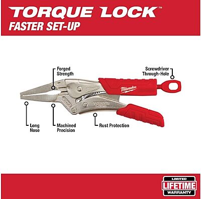 Milwaukee 48-22-3406 Long Nose Locking Pliers with Grip 6-inch