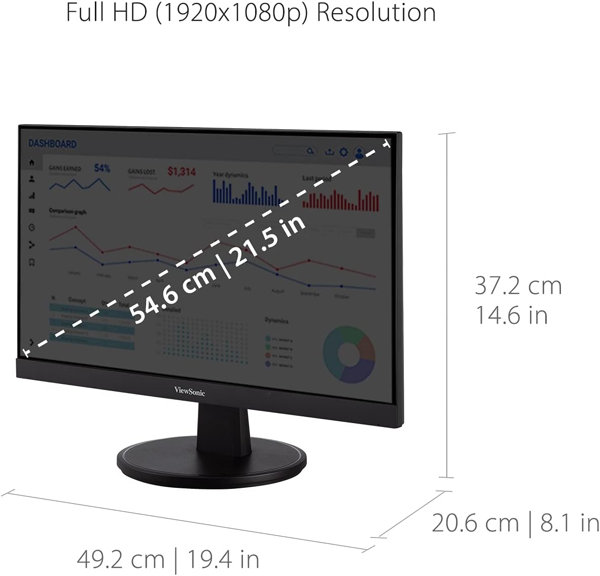 ViewSonic VA2247-MH / VA2447-MH Full HD 1080p Monitor with 100Hz, FreeSync, Eye Care