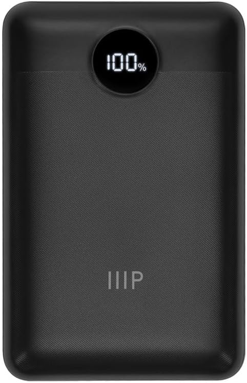 Monoprice Ultra-Compact USB-C 10,000 mAh Power Bank with USB-A and Micro USB, PD 20W and QC 3.0 Fast Charging