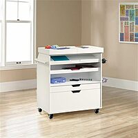 Sauder Craft Pro Mobile Craft Cart, 36inH x 37 1/4inW x 19 1/2inD, Soft White