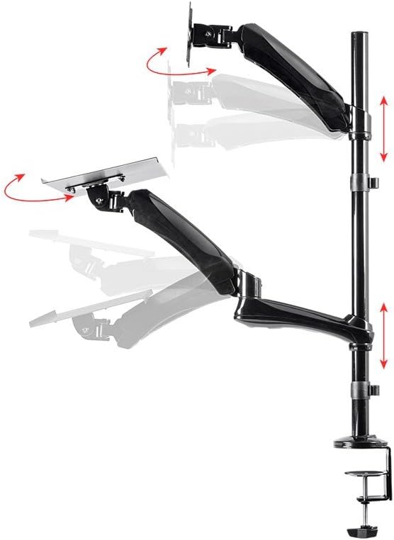 Monoprice Articulating Gas Spring Sit Stand Monitor and Keyboard Workstation Mount - for Displays 13in to 26in