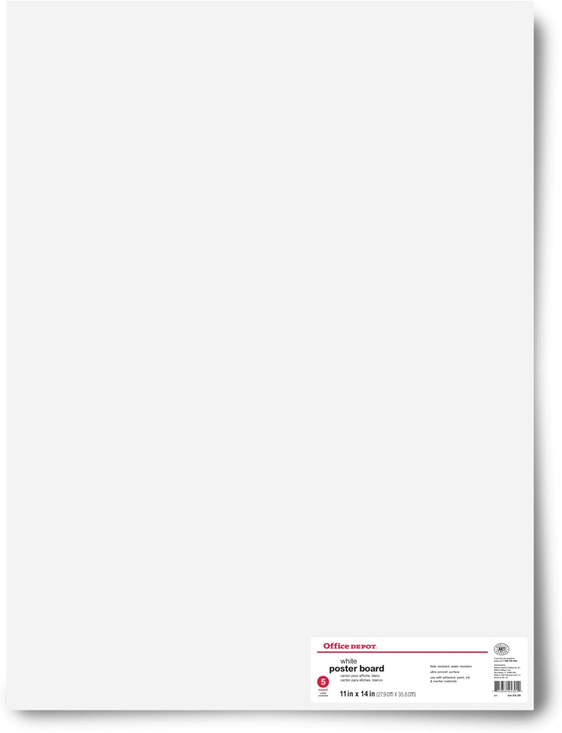Office Depot Poster Boards, 11in. x 14in., White, Pack Of 5, 25301
