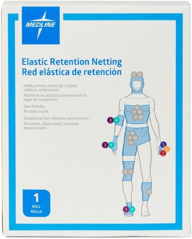 Medline Stretch Tubular Elastic Dressing Retention Net, Size 1, (6" x 25 yds), Ideal for Wound Care, Single Pack