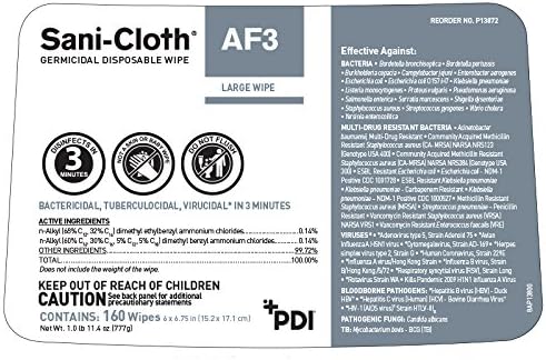 Sani-Cloth AF3 Alcohol-Free Germicidal Wipes, 160ct (6 x 6.75 in)