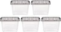 IRIS USA 19 Quart Stack & Pull Clear Plastic Storage Box, Gray, 5 Pack