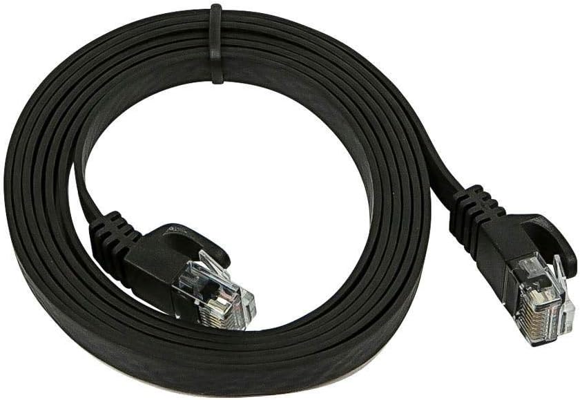 Monoprice Cat6 5ft Black Flat Patch Cable UTP 30AWG 550MHz Pure Bare Copper Snagless RJ45 Flexboot Series Ethernet Cable