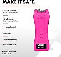 SABRE 2-in-1 Stun Gun and Flashlight and Belt Holster, 1.60 µC Charge, 120 Lumen LED, Rechargeable