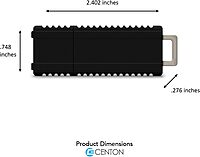 Centon DataStick Pro USB 3.0 Flash Drive, 8GB, Elite Black, S1-U3E1-8G