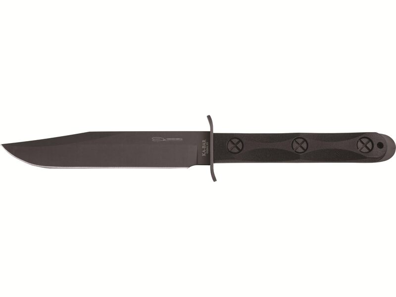KA-BAR Ek Model 5 Bowie Fixed Blade Knife 6.875" Clip Point 1095 Cro-Van Parkerized Blade Glass Filled Nylon Handle Black