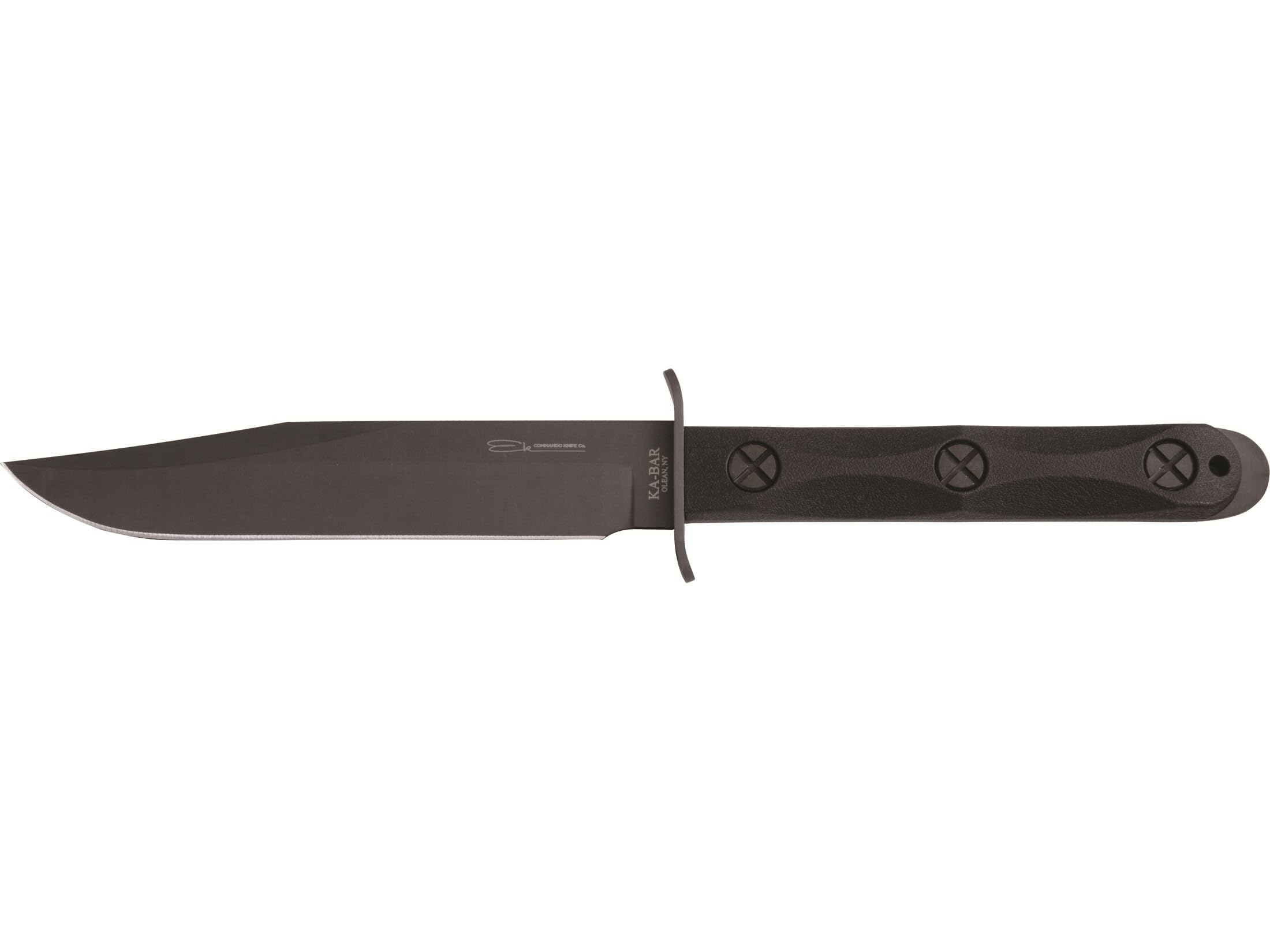 KA-BAR Ek Model 5 Bowie Fixed Blade Knife 6.875" Clip Point 1095 Cro-Van Parkerized Blade Glass Filled Nylon Handle Black