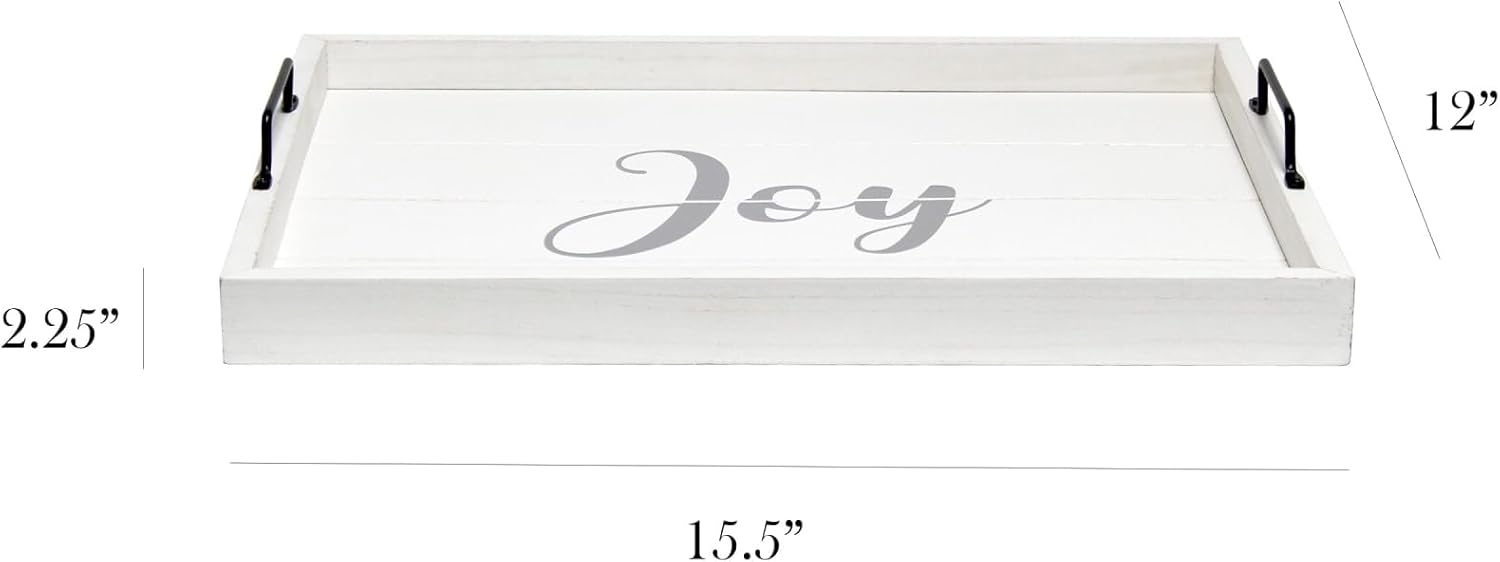 Elegant Designs Decorative Wood Serving Tray w/Handles