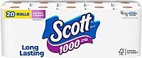 Scott 1000 Toilet Paper, 20 Regular Rolls, Septic-Safe, 1-Ply Toilet Tissue White 1000 sheet (Pack of 20)