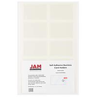 JAM PAPER Self-Adhesive Business Card Holders - 2 x 3 1/2 - Clear - 30 Label Pockets/Pack Pack of 30