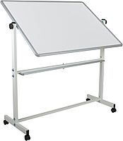 Flash Furniture HERCULES Series 53"W x 62.5"H Double-Sided Mobile White Board with Pen Tray