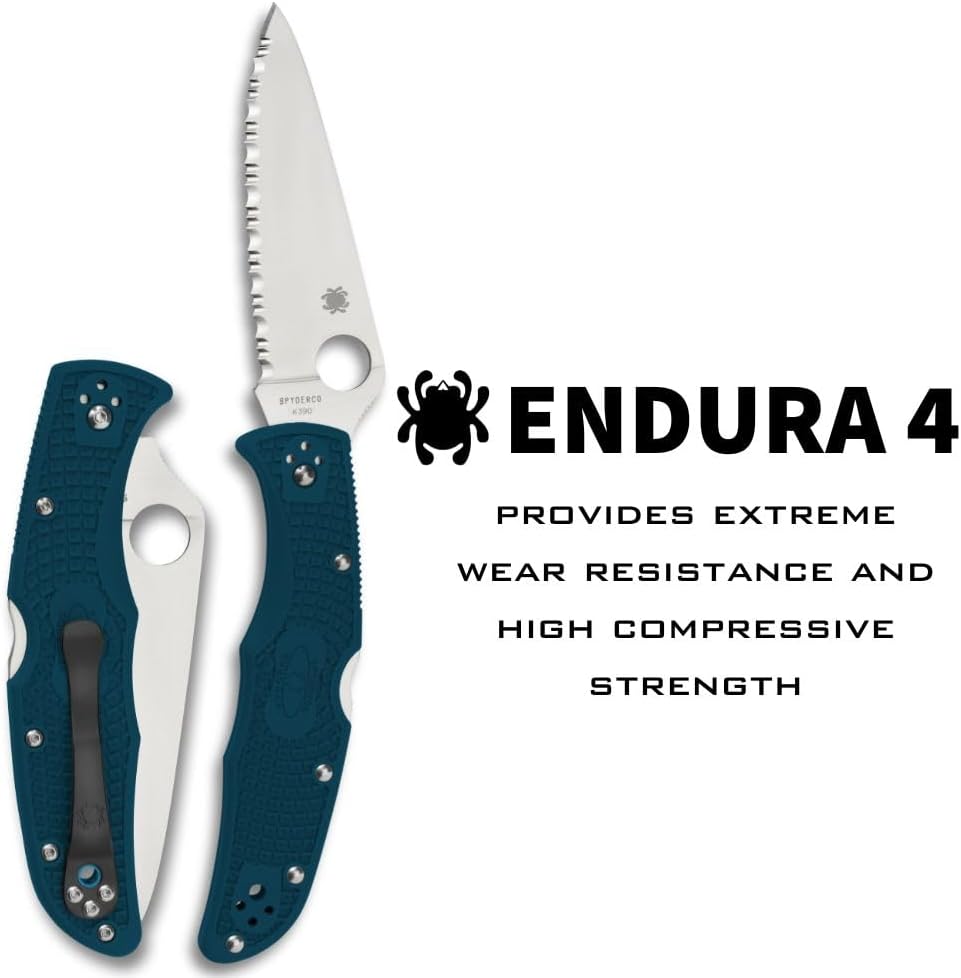 Spyderco Endura 4 Folding Pocket Knife with K390 Steel and Blue FRN Handle - SpyderEdge - C10FSK390
