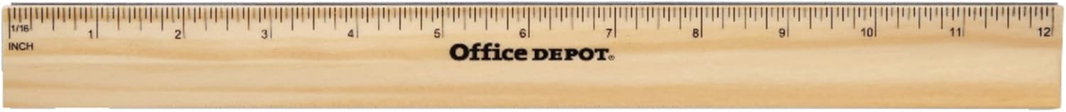 Office Depot Wood Metal-Edge Ruler, 12in., 55224