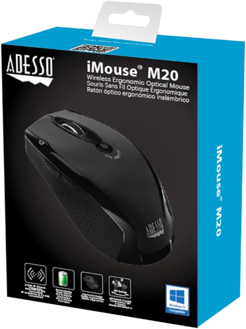 iMouse M20B - Wireless Ergonomic Optical Mouse, Black