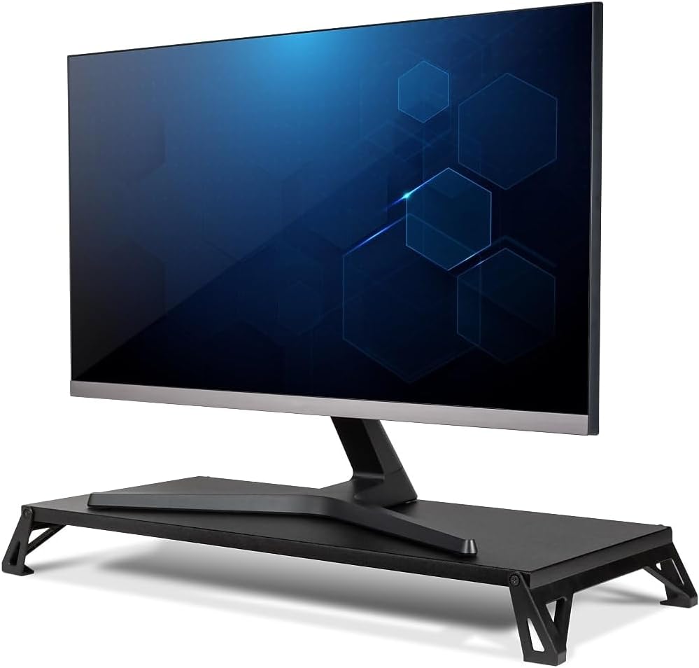 Allsop Lo Riser Monitor Stand, for 32" Monitors, 24" X 11" X 2" to 3", Black, Supports 30 Lb
