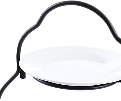 Elama 3-Tier Porcelain Serveware Set with Metal Rack