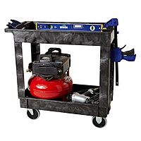 Rubbermaid Commercial Products 2-Shelf Service/Utility Cart with Wheels, 300-Pound Capacity, Black