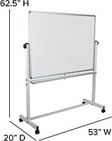 Flash Furniture HERCULES Series 53"W x 62.5"H Double-Sided Mobile White Board with Pen Tray