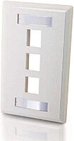 C2G Premise Plus Multimedia Keystone Wall Plate - Mounting plate - white - 3 ports