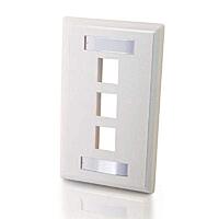 C2G Premise Plus Multimedia Keystone Wall Plate - Mounting plate - white - 3 ports
