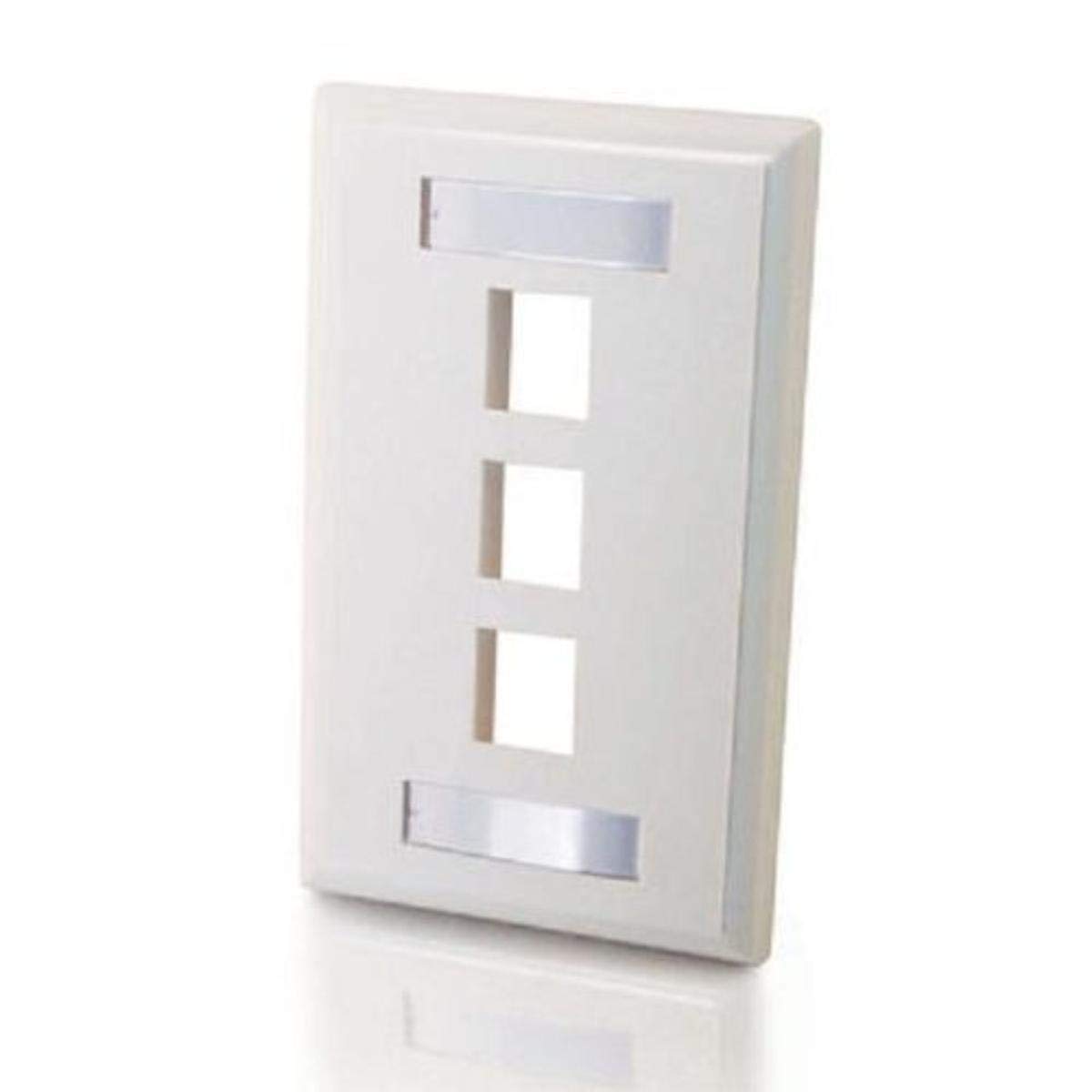 C2G Premise Plus Multimedia Keystone Wall Plate - Mounting plate - white - 3 ports
