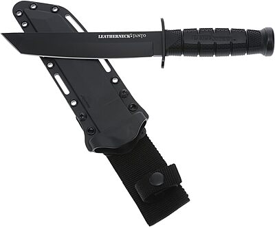 Cold Steel Leatherneck Tanto 7" German D2 Razor-Sharp Blade 5" Kray-Ex Durable Handle Tactical Military Knife withSecure-Ex
