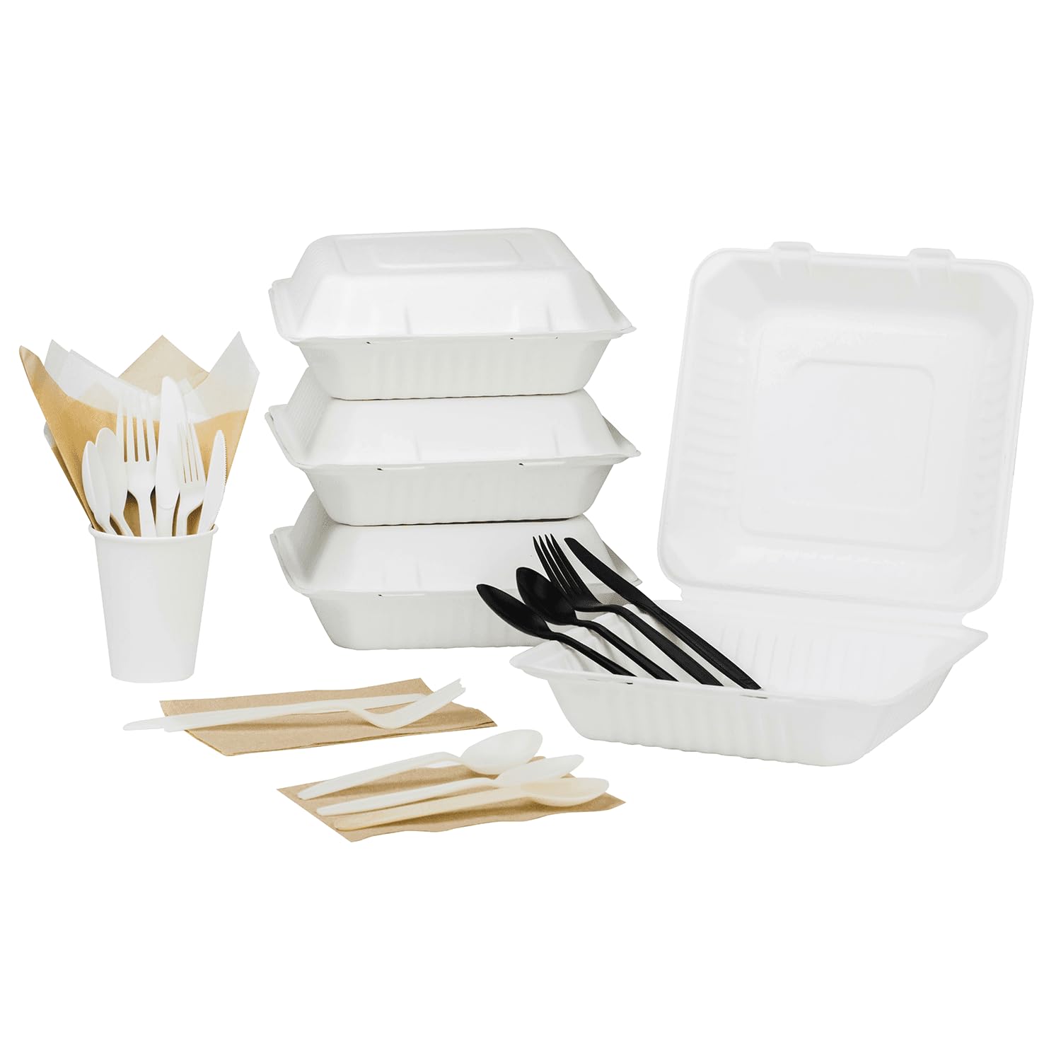 Karat Earth KE-BHC99-1C 9" x 9" Bagasse Hinged Clamshell Container (Pack of 200)